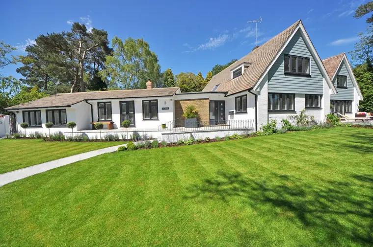 Modern house with lawn